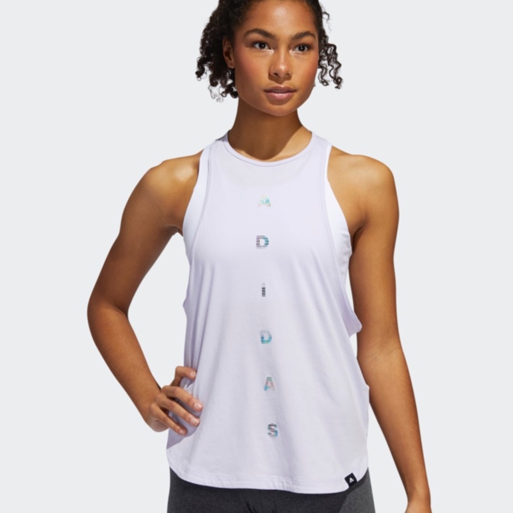 Adidas Lavender Metallic Logo Muscle Tank Top Sz M